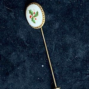 14kt Gold Lenox Porcelain Holiday Stick Pin